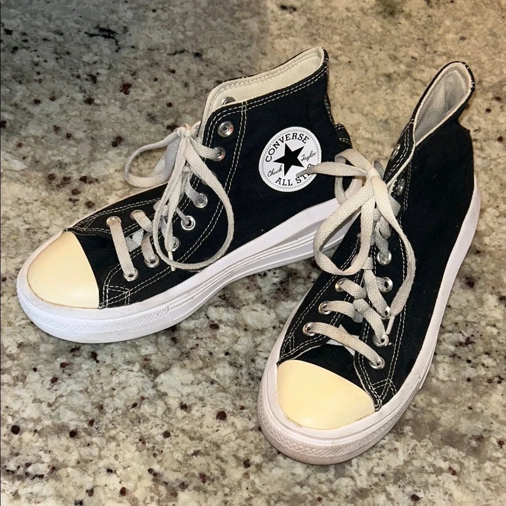 Converse Black and White High-Tops - Picture 2 of 3